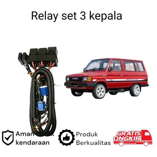Relay Set Lampu Utama LED H4  Mobil Toyota kijang Super Koko