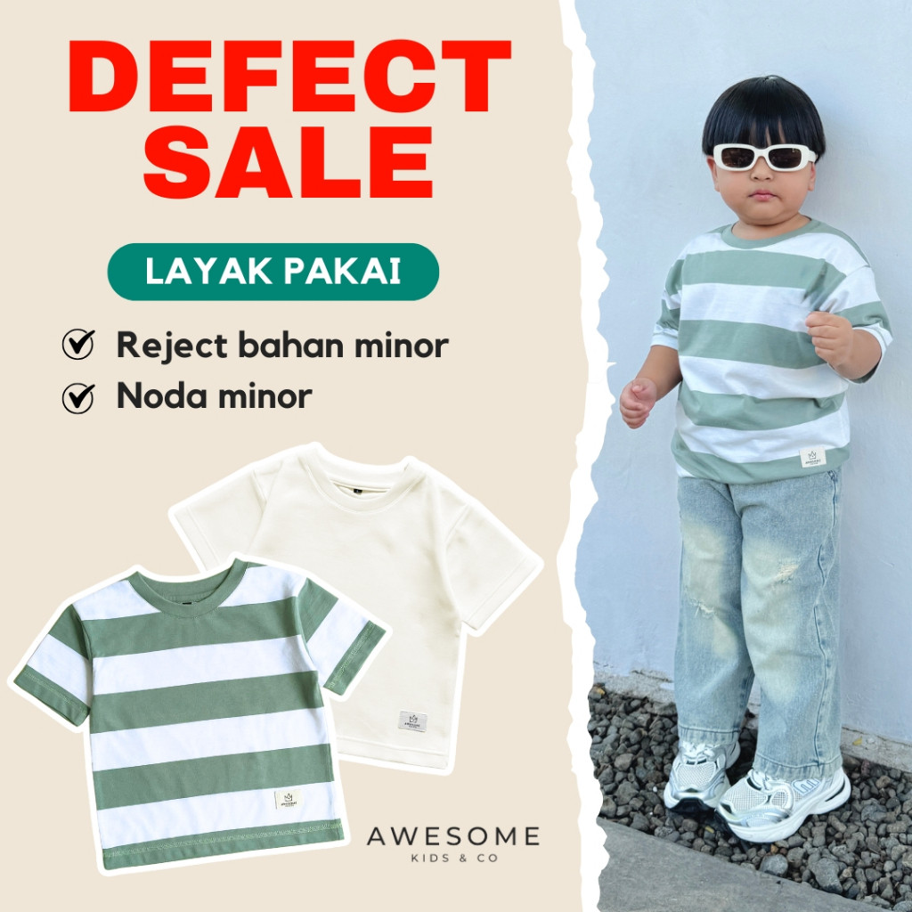 Grade B Kaos Anak Polos Basic Oversize Shirt Stripe
