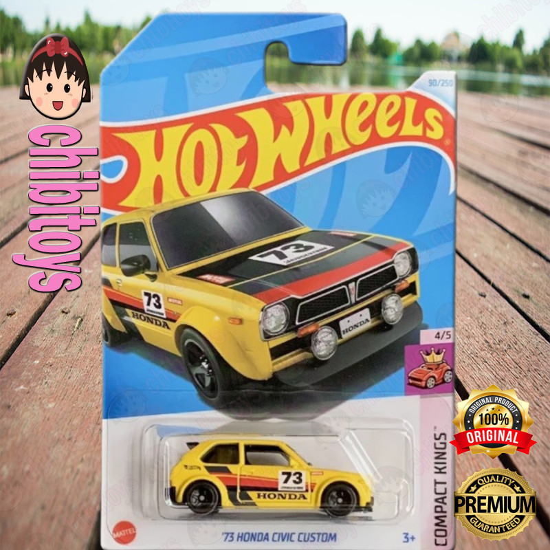 Hot Wheels 73 Honda Civic Custom Kuning Koleksi Diecast JDM Hatchback