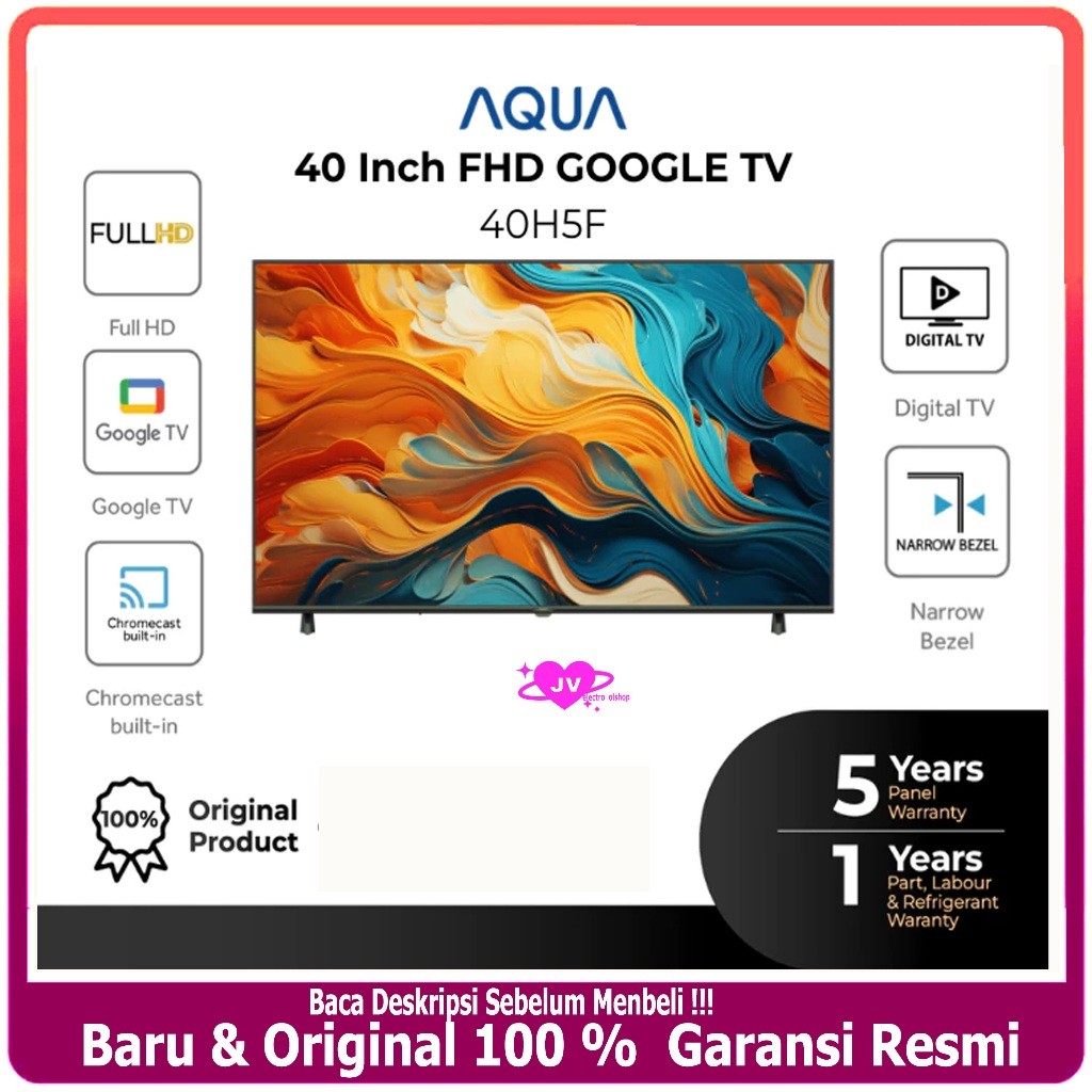LED AQUA 40H5F / 43H5F Smart Google TV 40 - 43 INCH FULL HD GOOGLE TV - GARANSI RESMI