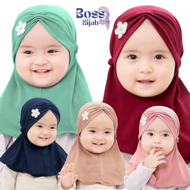 Hijab bayi 0 3 6 bulan 12 bulan (1tahun) BUNGA SAKURA kerudung anak lucu jilbab bayi
