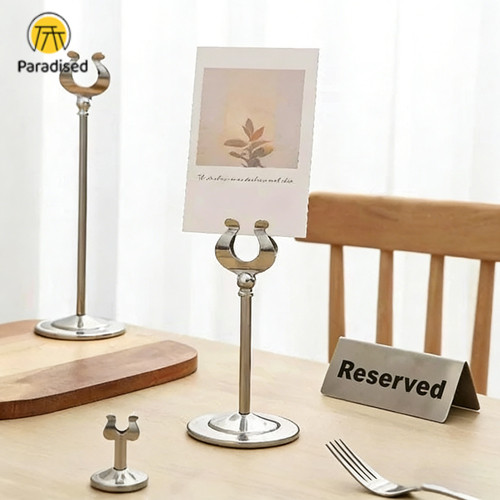 Paradised Stand Card Holder / Table Menu Holder Stainless Steel / Table Number Menu / Stand Menu Mej