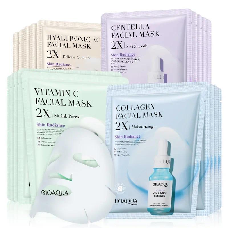 20 Pieces BIOAQUA Centella Collagen Vitamin C Facial Mask Moisturizing Refreshing Sheet Masks Hyalur