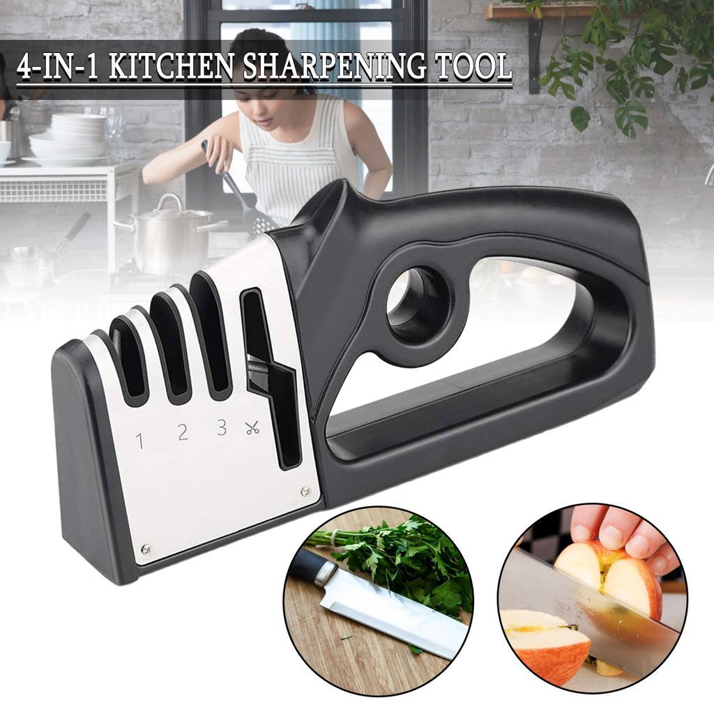 4 in 1 Pengasah Pisau Gunting Pengasah Pengasah Pisau Dapur Gunting Pembentuk Gunting Pengasah Batu 