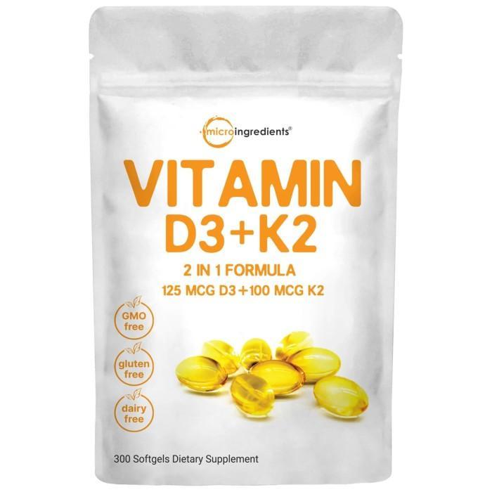 PROMO Microingredients Vitamin D3 K2 5000iu Original Vitamin D3+K2 Micro Ingredients 300 SOFTGEL
