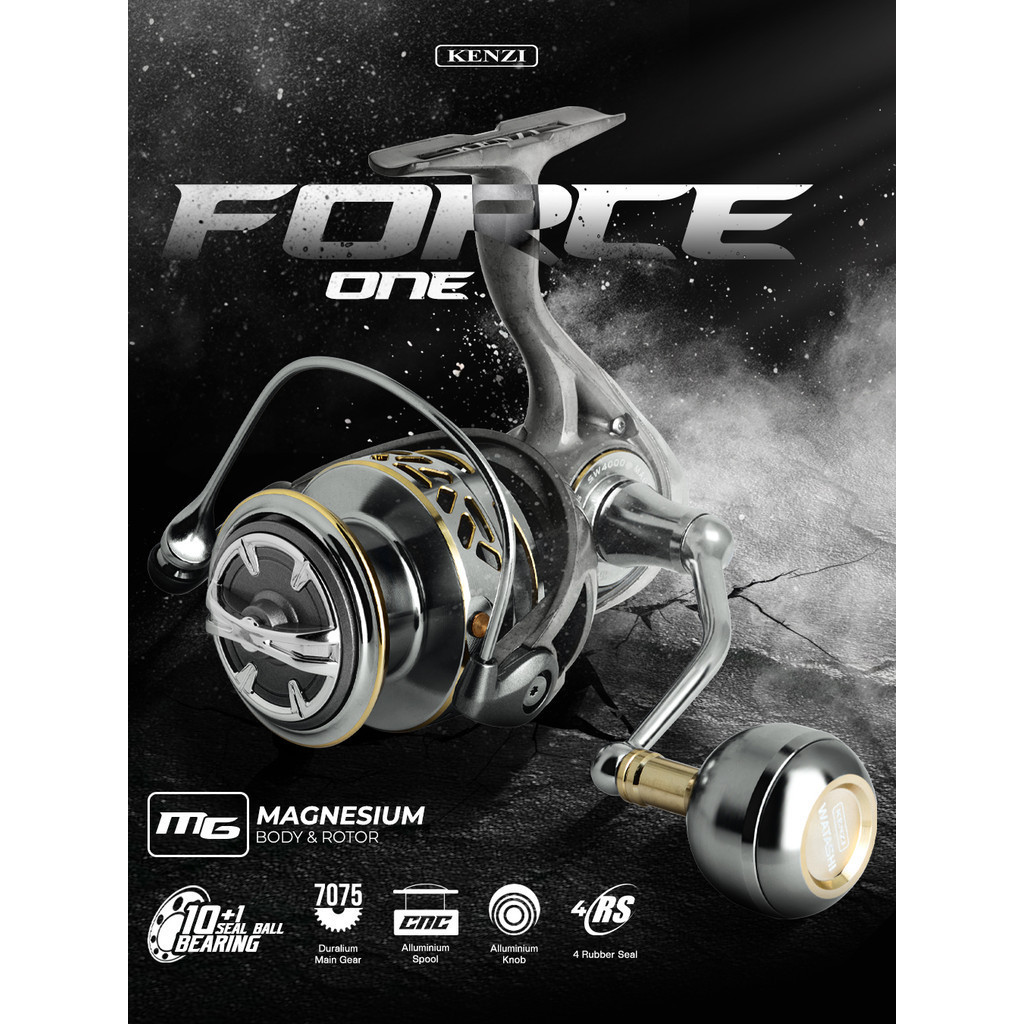 REEL KENZI FORCE ONE Salt Water Concept Magnesium Body Power Handle Gear Duralium 7075 FORCE 1 1000 