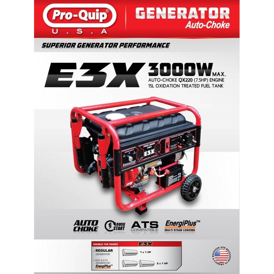 PROQUIP E3X Genset 3000 2800 Watt Generator Listrik Bensin Auto Choke