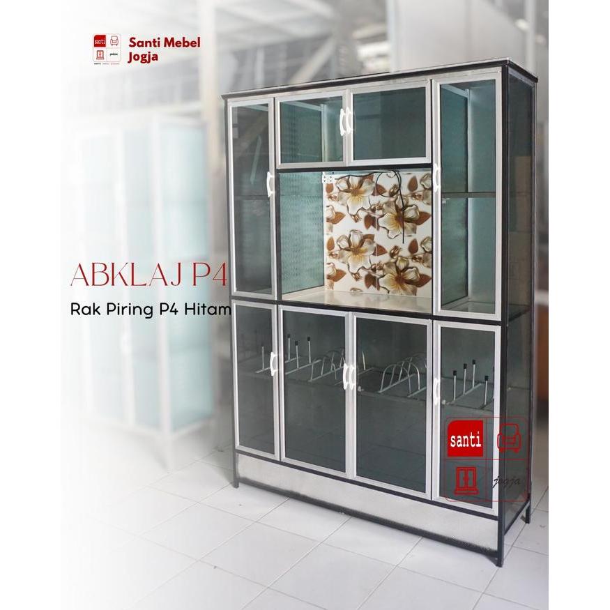 Lemari Dapur Rak Piring Aluminium 4 pintu Hit ABKLAJ Tebal