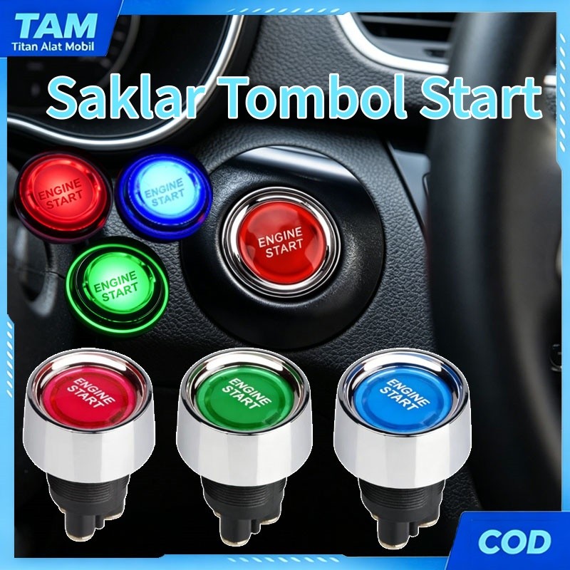Saklar Tombol Start LED 50A 12V Universal Untuk Mobil/Switch On Off Waterproff Anti Air