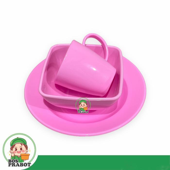 SET PIRING GELAS MANGKOK SEMI MELAMIN / PAKET PERALATAN MAKAN SEMI MELAMIN FOODGRADE - PAKET 3 IN 1 