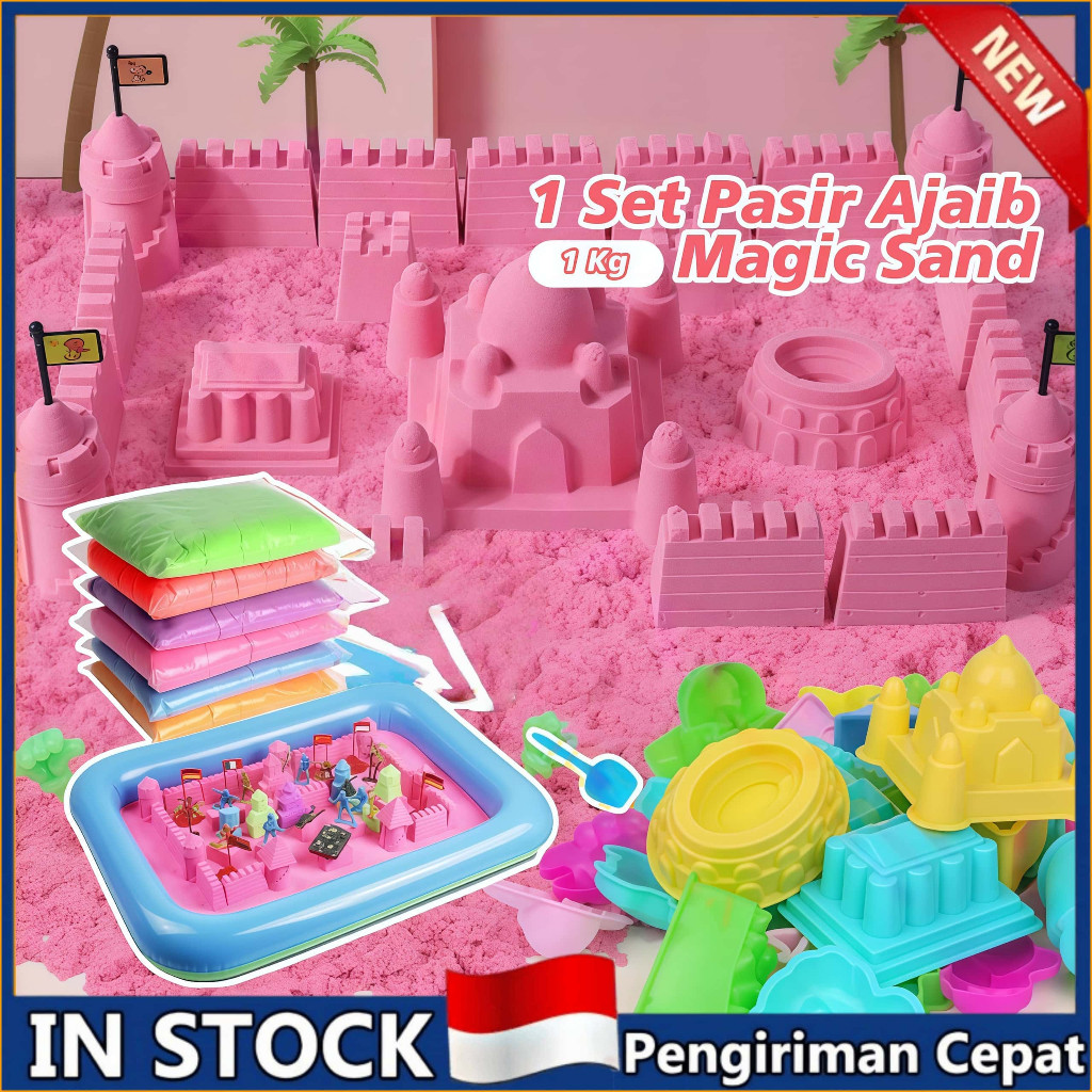 SUMERKAN Mainan Pasir Ajaib / Pasir Ajaib 1kg Paket Lengkap Set Mainan Anak