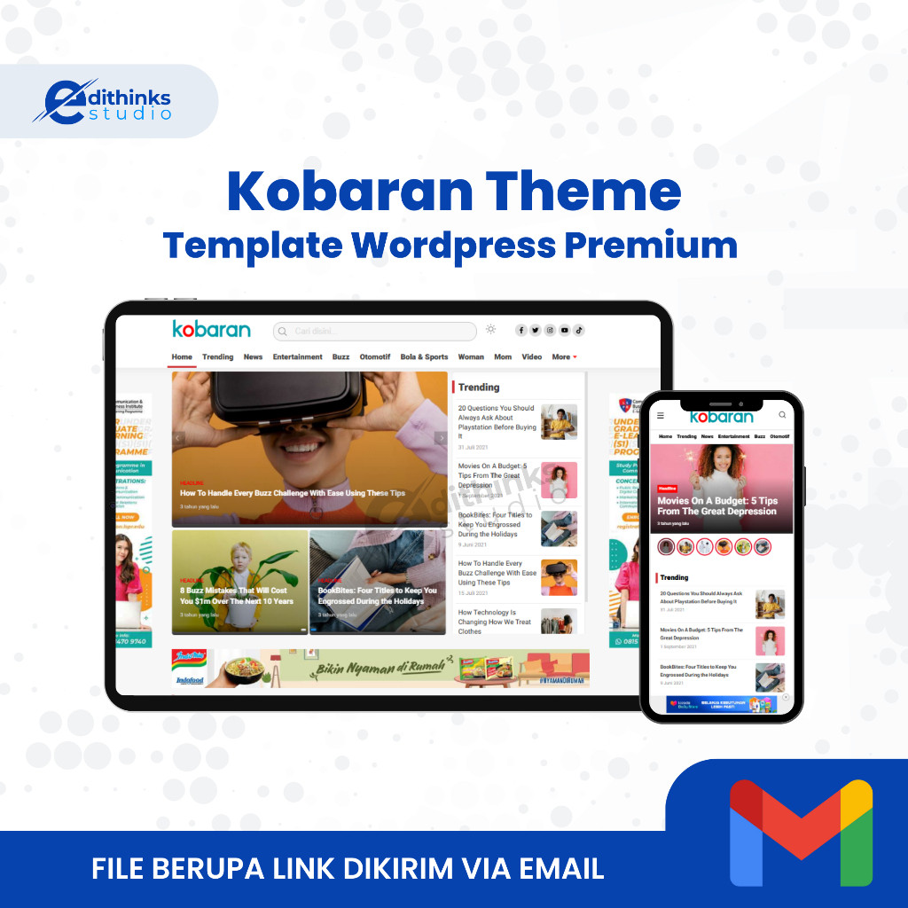 Template Kobaran, Mirip Kumparan | Template Wordpress