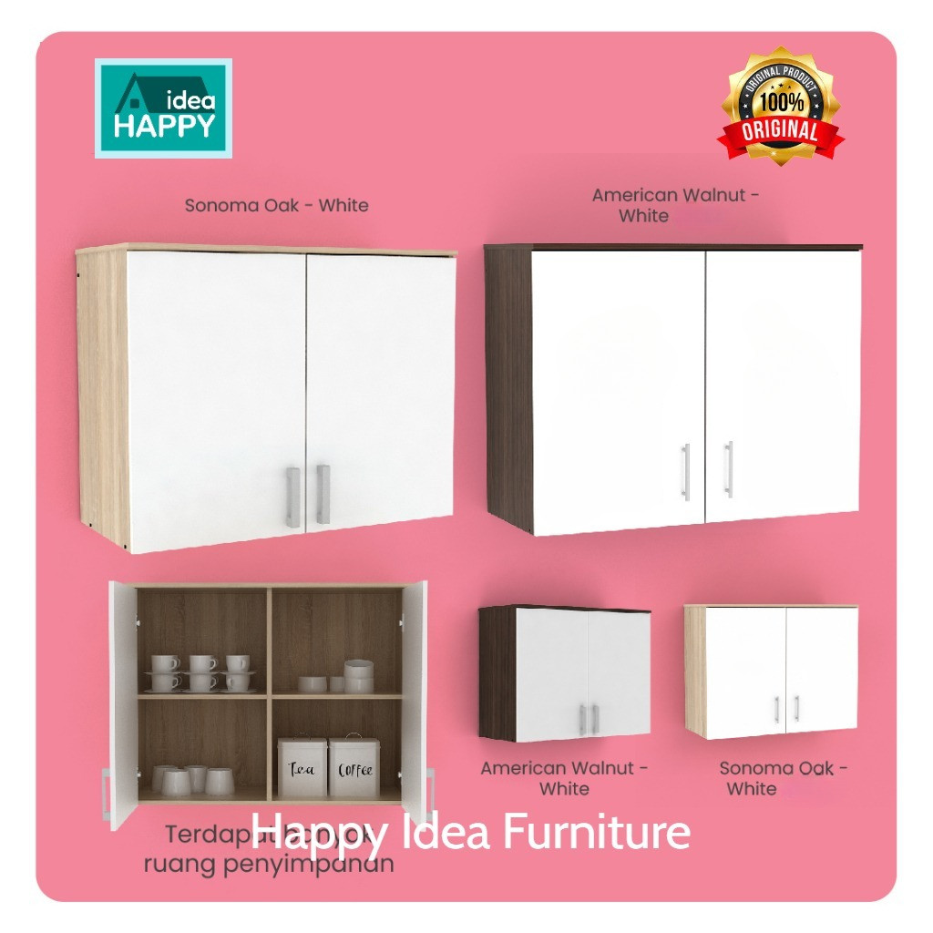 HAPPY IDEA - [ INSTANT ] Rak Dapur 2 Pintu Tempel Dinding Kitchen Set Gantung Cantik Minimalis Murah