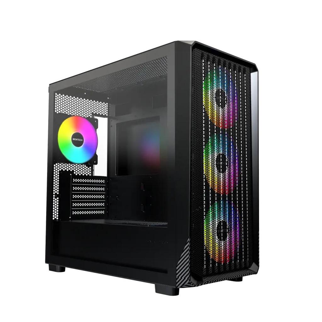 Casing PC Komputer Montech X5M X5-M | Mid Tower | Micro M-ATX Case | 3 Fan ARGB RGB | Black Hitam