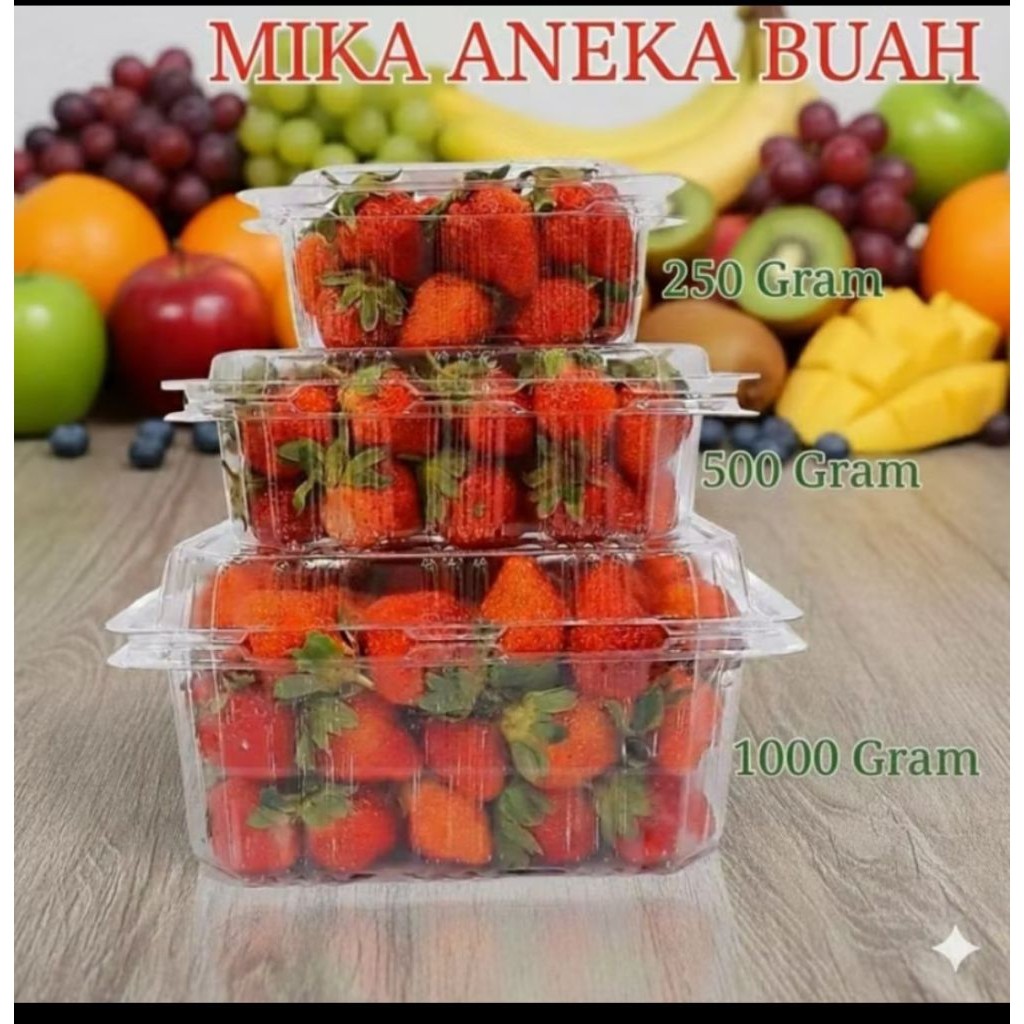 Mika box buah isi 25 pcs mika box strawberry anggur