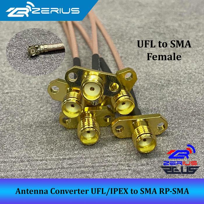 PIXELPUFF Pigtail Antenna Converter IPEX UFL to SMA RP-SMA Female with Flange - UFL to SMA, 7cm
