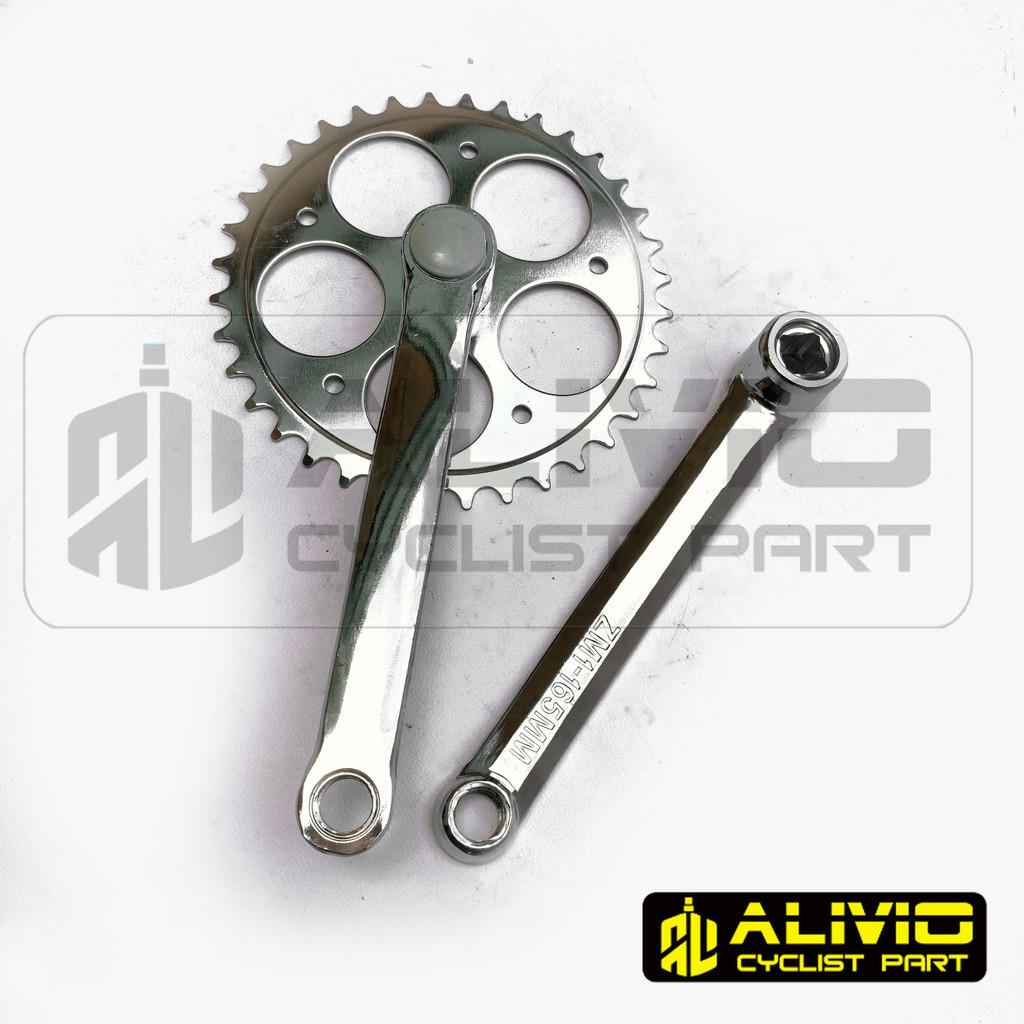 Crank Sepeda 36T Silver Chrome Steel MTB Federal Fixie Comuter Bike