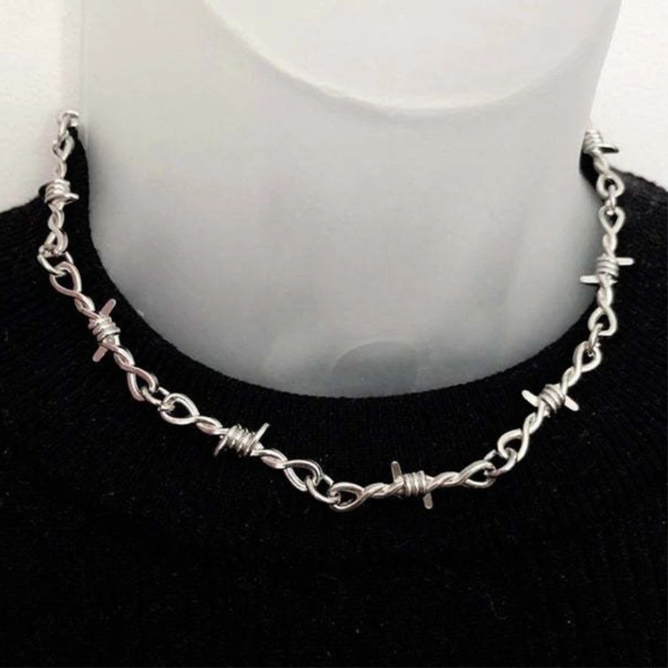 Fashion Iron Uni Choker Necklace Women Hip-hop Gothic Punk Barbed Wire Little Thorns Chain Choker Je