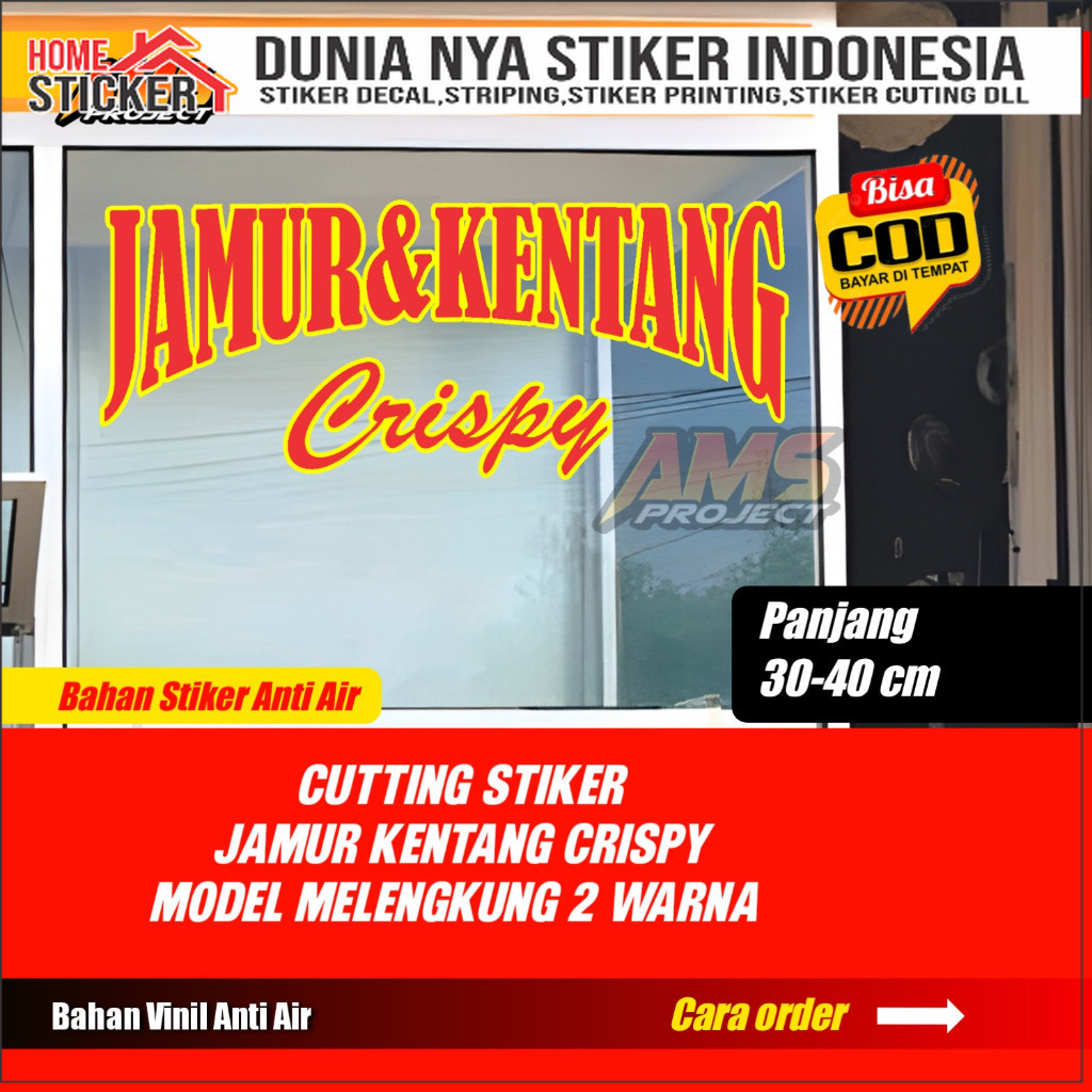 Cutting Stiker Jamur & Kentang Crispy 2warna Model Lengkung Free Nama Penjual