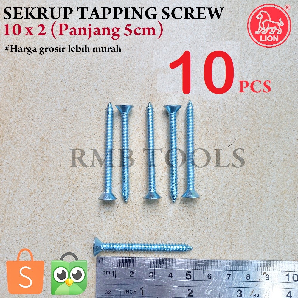 10x2 Sekrup Tapping FH Verseng Panjang 5cm 10 / Skrup Tapping FH Verseng 10 x 2inch / Sekrup Kayu Al