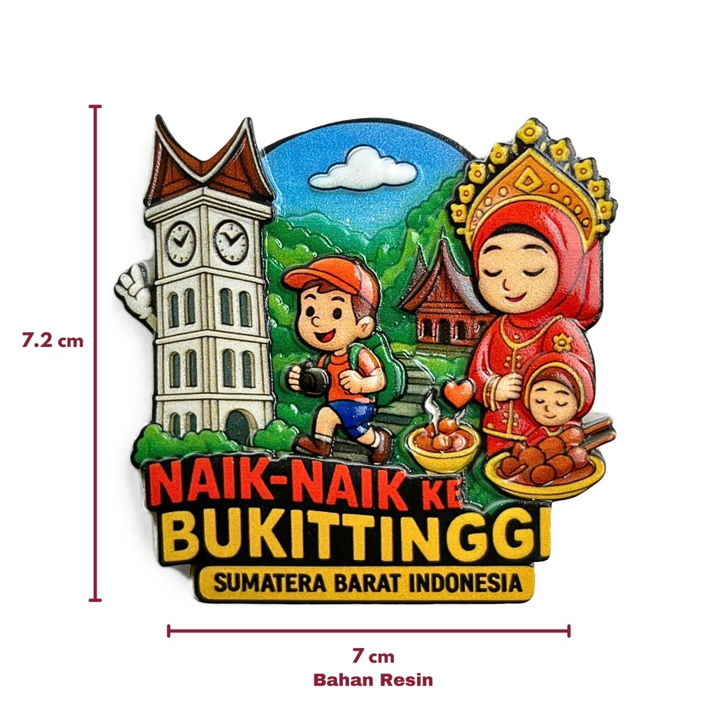 Souvenir Magnet Kulkas Bukittinggi Sumatera Barat oleh oleh SUMBAR Negara Indonesia