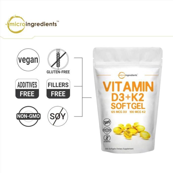 Micro Ingredients Vitamin D3 5000 iu K2 300 softgels