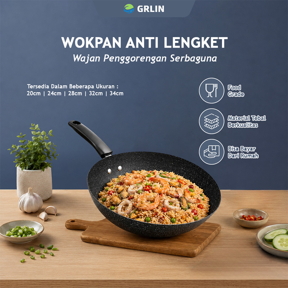 GRLIN Milk Pot Anti Lengket 24cm Wajan Penggorengan Non Stick Panci Susu Hitam  Panci Rebus Serbagun