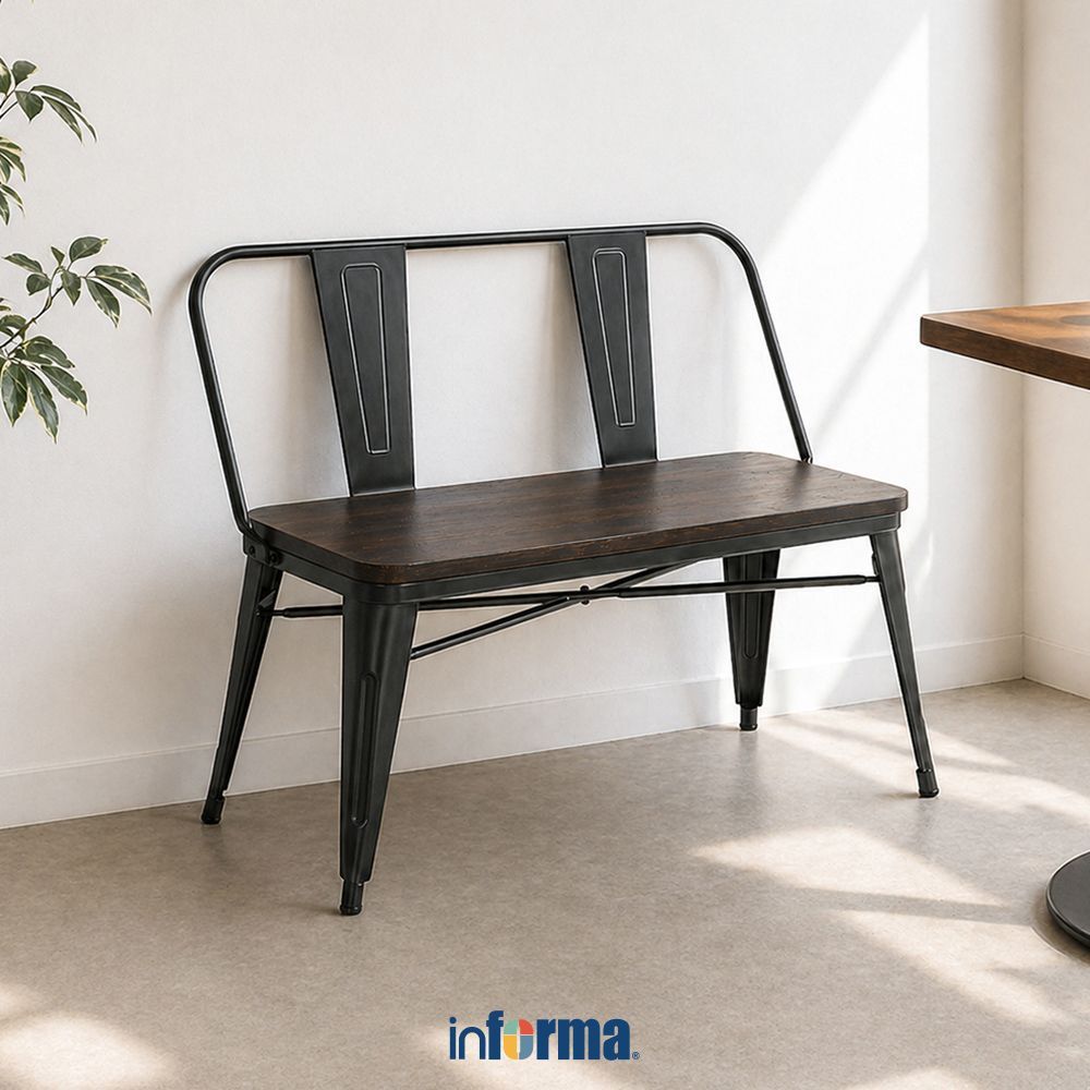 Informa London Bangku Bench Dengan Sandaran - Hitam Bangku Bench Kayu Bangku Panjang Minimalis Bench