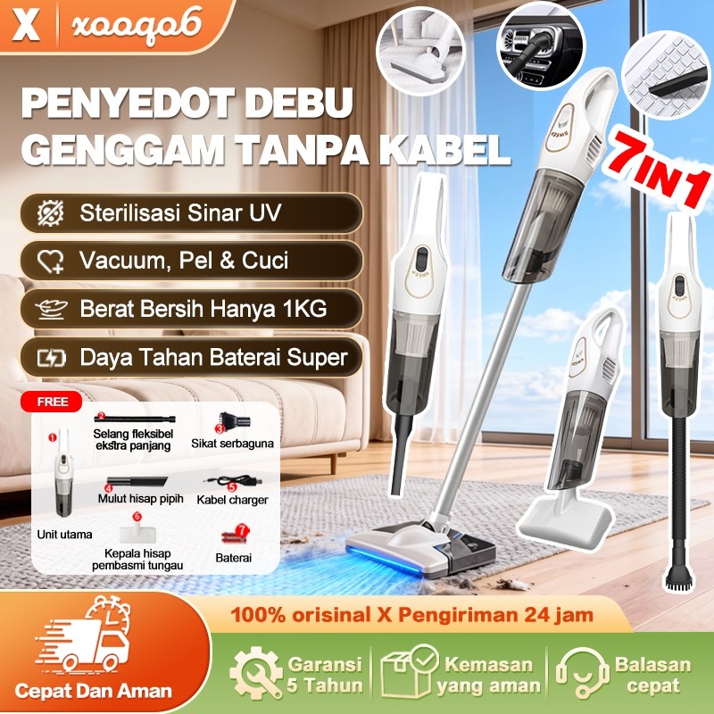 Xooqo6 Vacum Cleaner 7 IN 1 Portable Cordless Multifungsi / Alat Pel Lantai / Sapu Lantai Otomatis