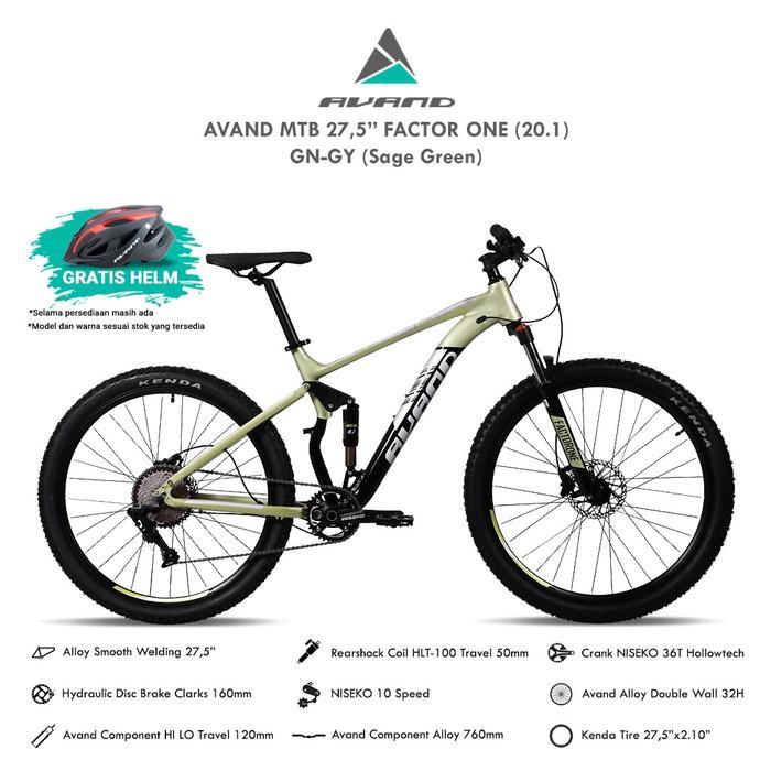 Sepeda Gunung MTB Full Suspension 27.5 Avand Factor One - Sage Green