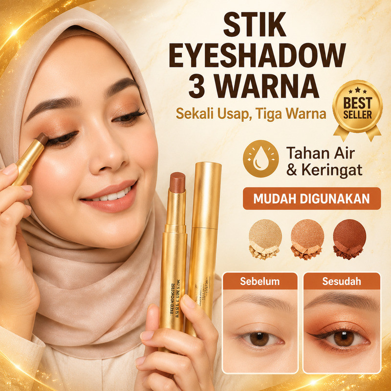 [GRATIS ONGKOS] Eyeshadow Gradasi Tiga Warna / Golden Diamond Three-Color Eyeshadow Stick / Tahan Hi
