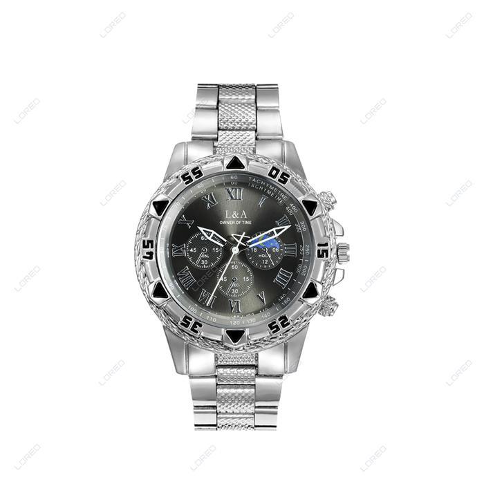 LOREO Jam Tangan Pria Mewah Geneva / Jam Tangan Chrono Cowok Elegan Desain Modern Desain - Silver Hi