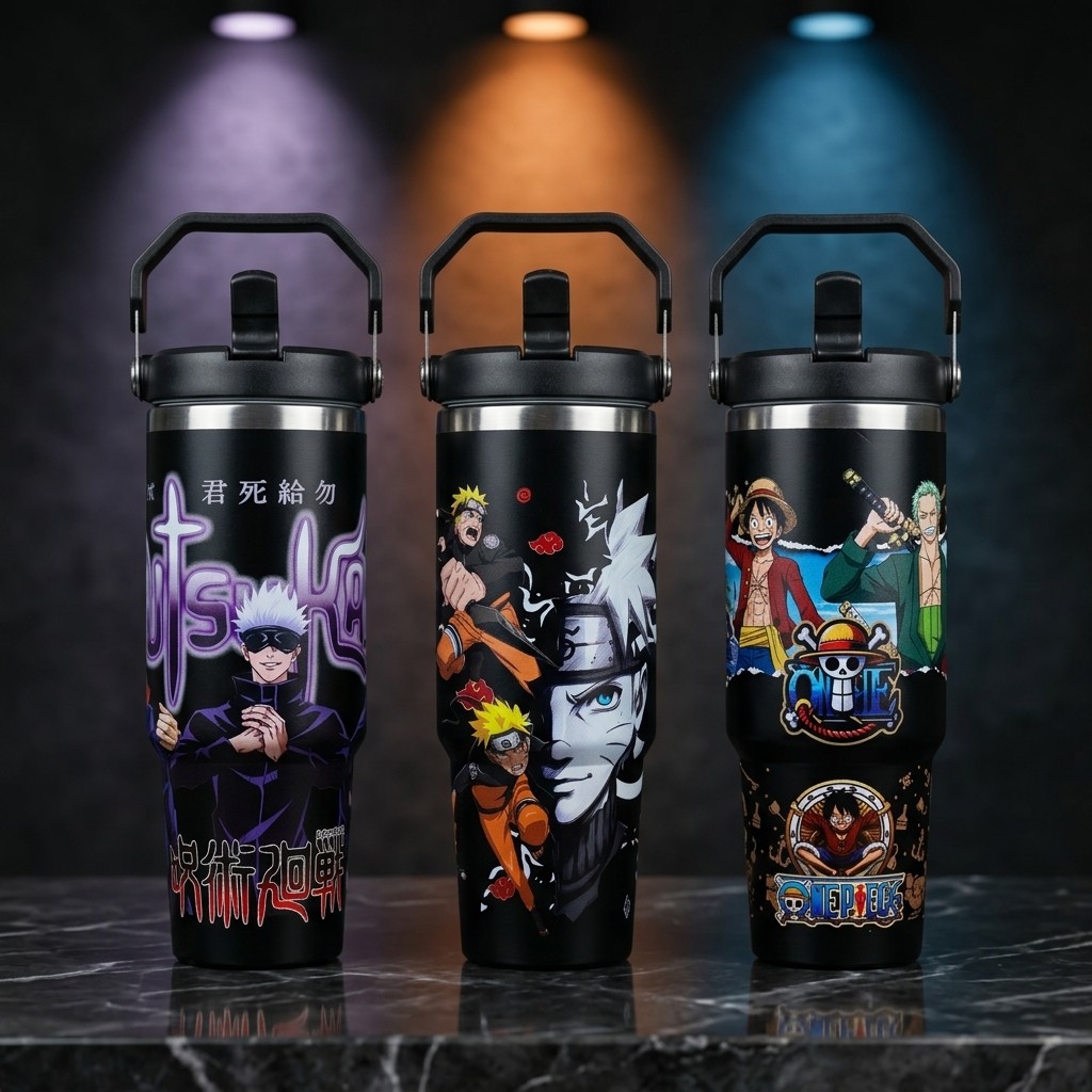 [CLSC] Tumbler Full Print Karakter Anime dan Kartun Botol Minum 890ml Tahan Panas Dingin Design Kara