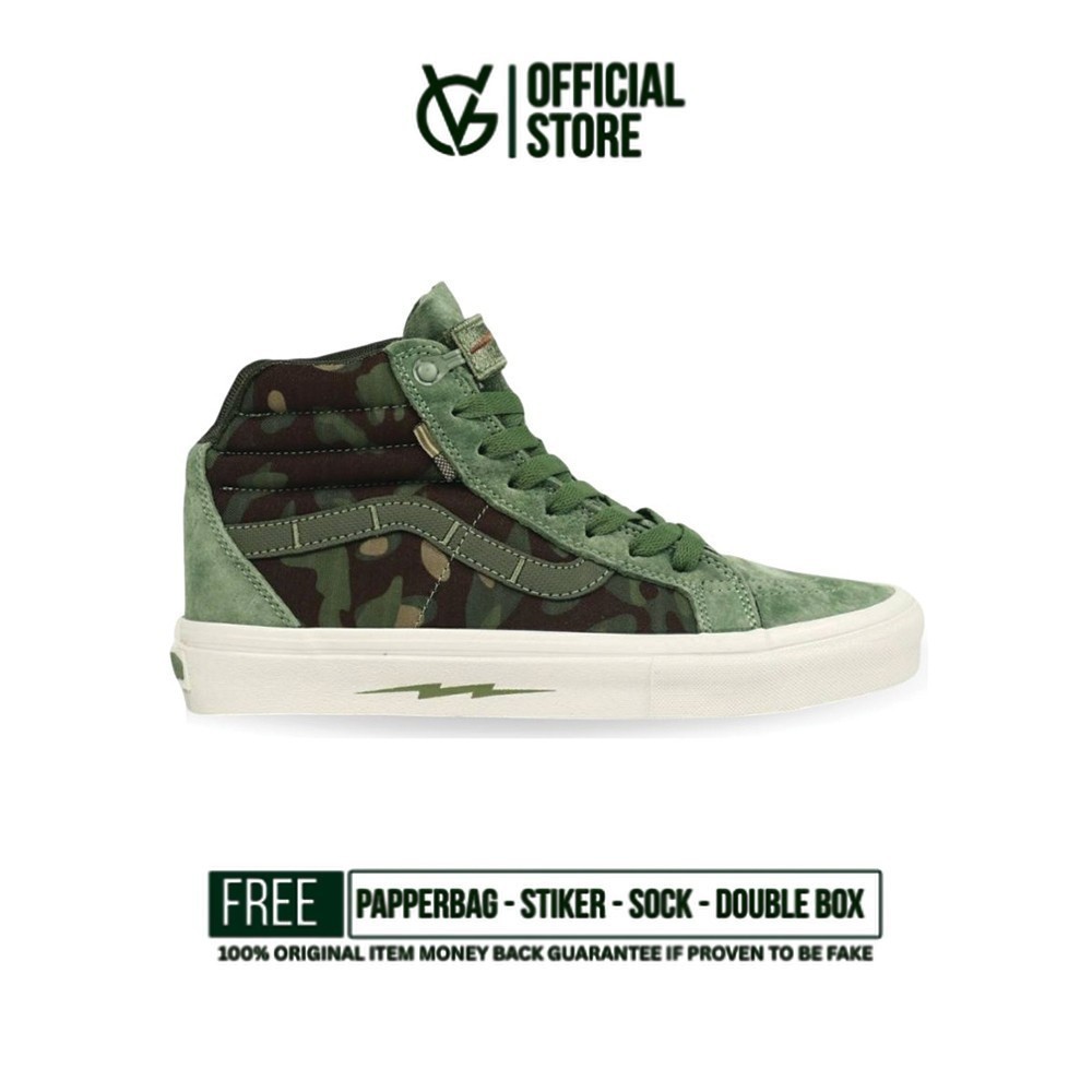Sepatu Sneakers Vans  Sk8 Hi Notchback Defcon Multicam Jungle Green Original Authentic Unisex