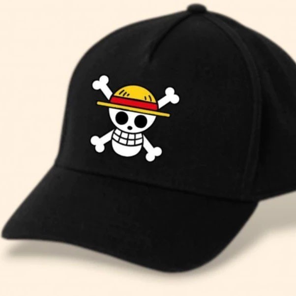 TOPI BASEBALL ANAK LAKI LAKI GAMBAR ONE PIECE TENGKORAK BAJAK LAUT KEREN WARNA HITAM PUTIH / FASHION