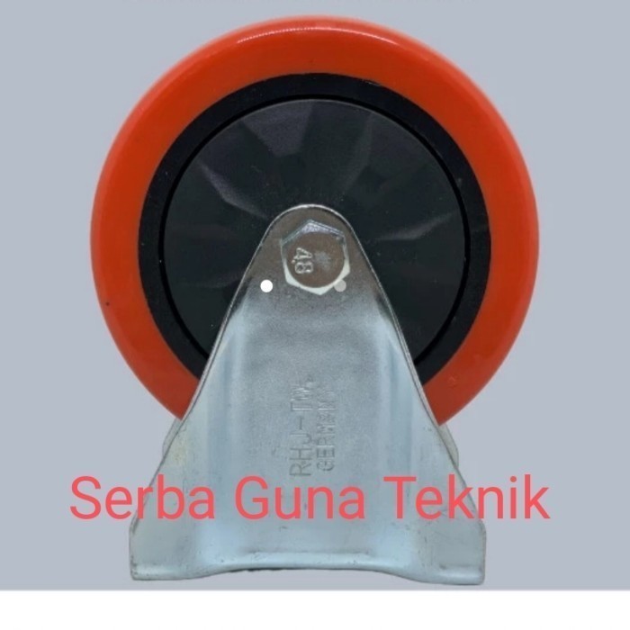 Roda PU Merah 5" inch RHJ-TW Plat Mati RHJ Germany Medium Duty