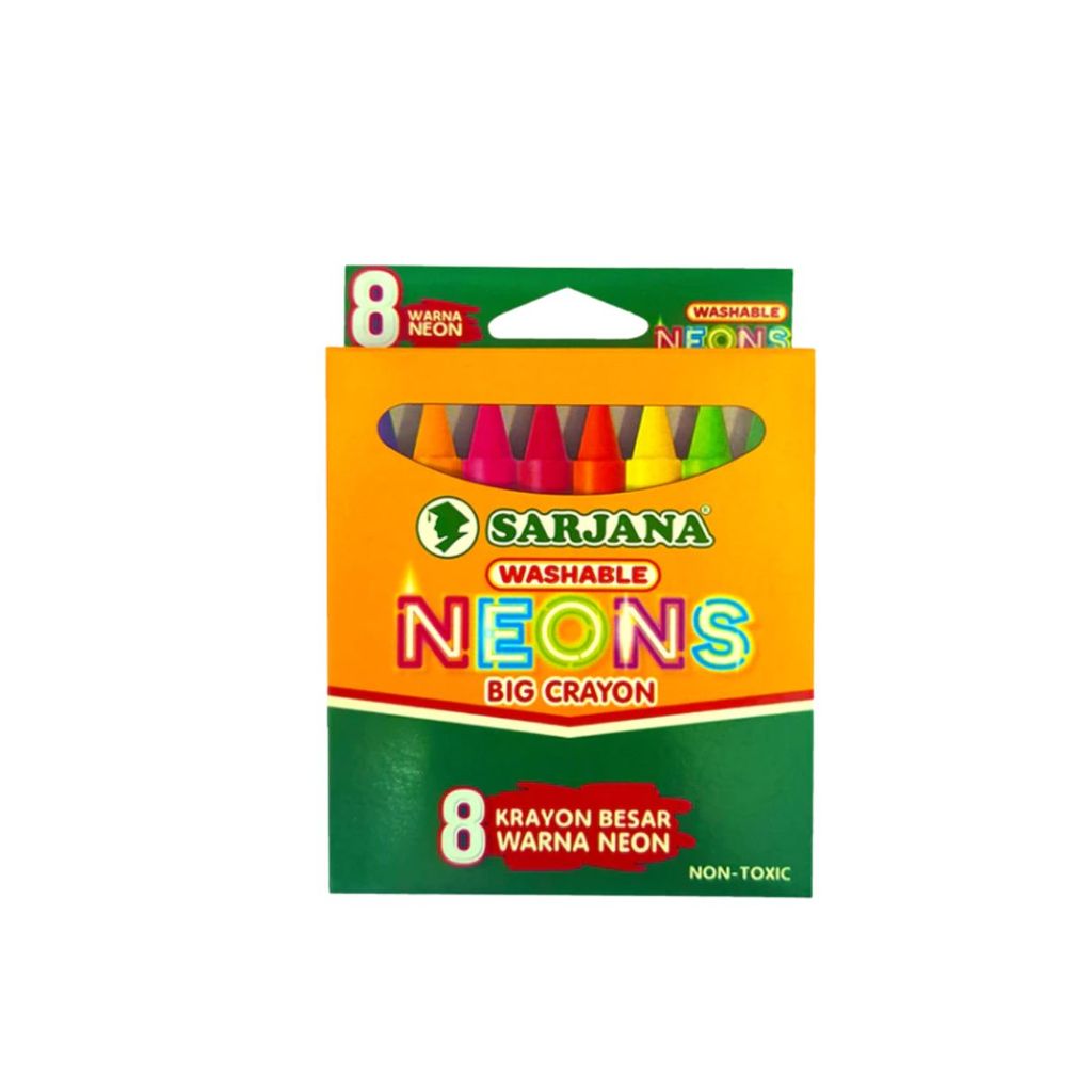 SARJANA Krayon Besar Neon | Krayon Warna Neon | Perlengkapan Mewarnai