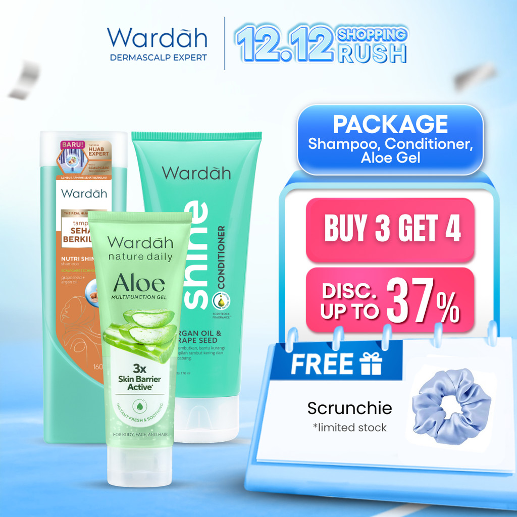 [BUY 3 GET 4] Wardah Dermascalp Expert Paket Hair & Body Care | Shampoo, Conditioner, Aloe Gel or Bo