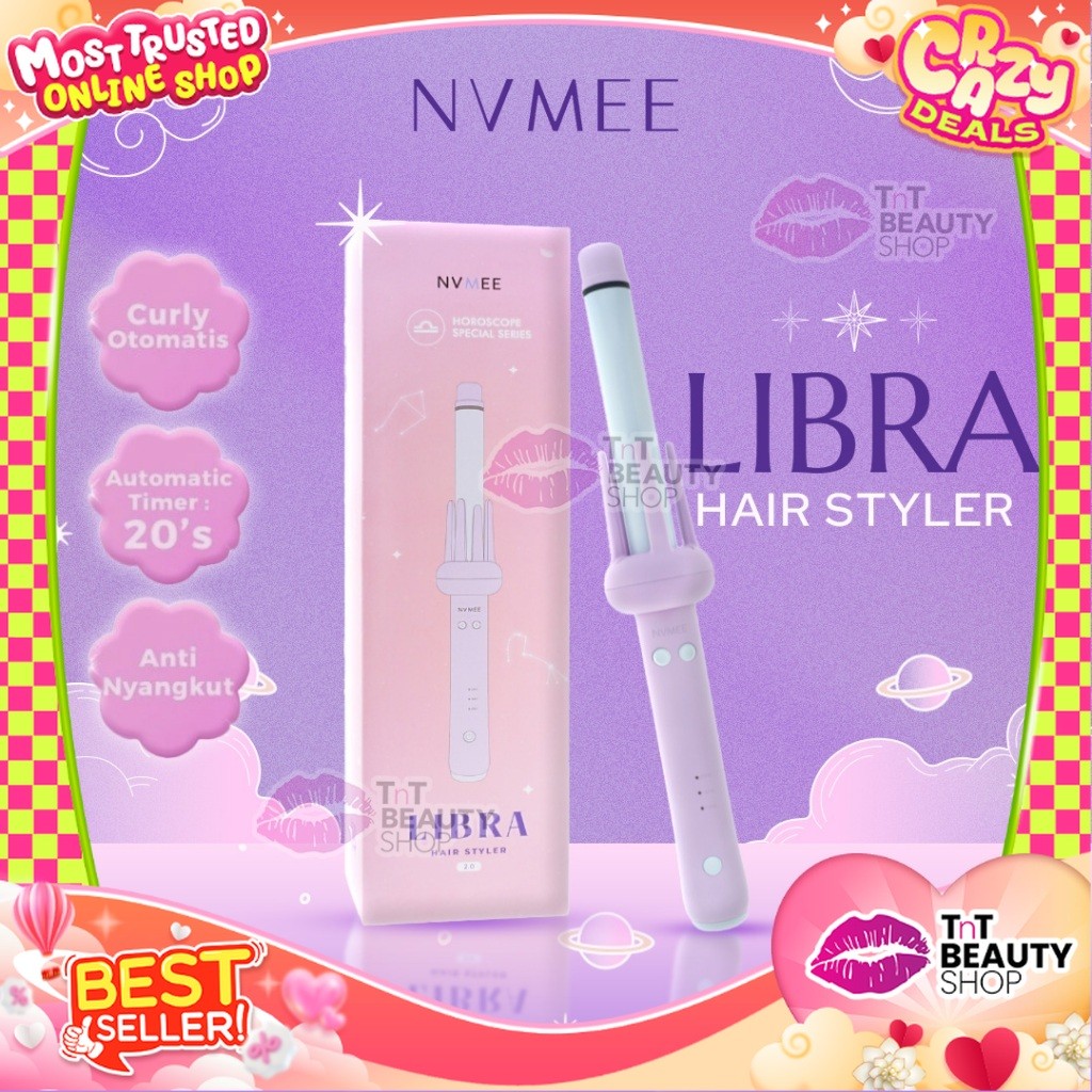 NVMEE Catokan Keriting Keramik Otomatis Libra Ungu Hair Styler New Desain Elegant | TnT Beauty Shop