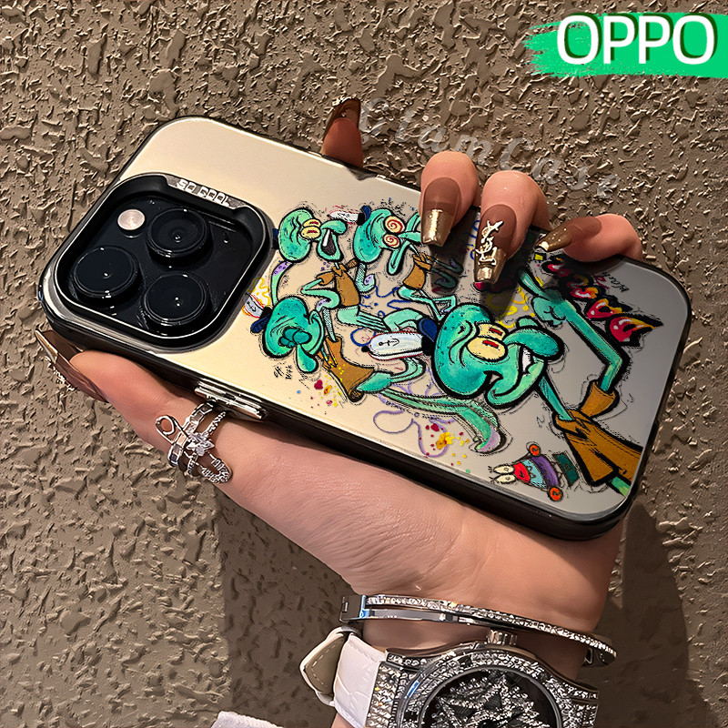 Painting Bikini-Bottom Glossy Hologram PC Case OPPO A18 A57 A16 A15 A17 A60 A3x A3s A5s A54 A53 A12 