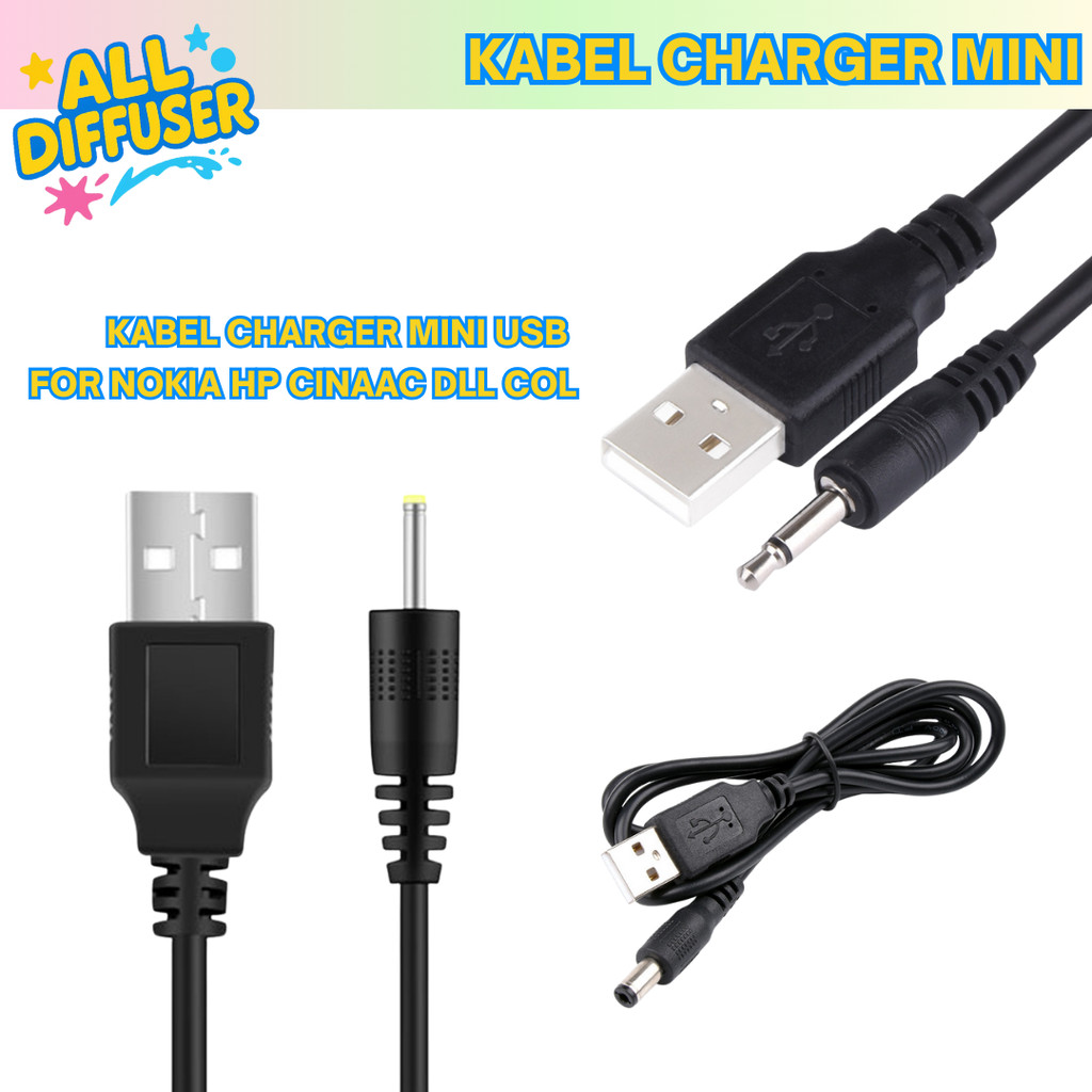 (All Diffuser) Kabel Charger Mini USB untuk Nokia dan HP China – Kabel Cas Mini DC