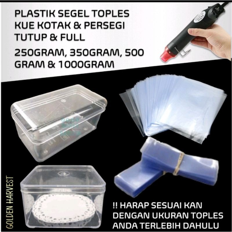 plastik segel toples kotak ukuran 10x10x6
