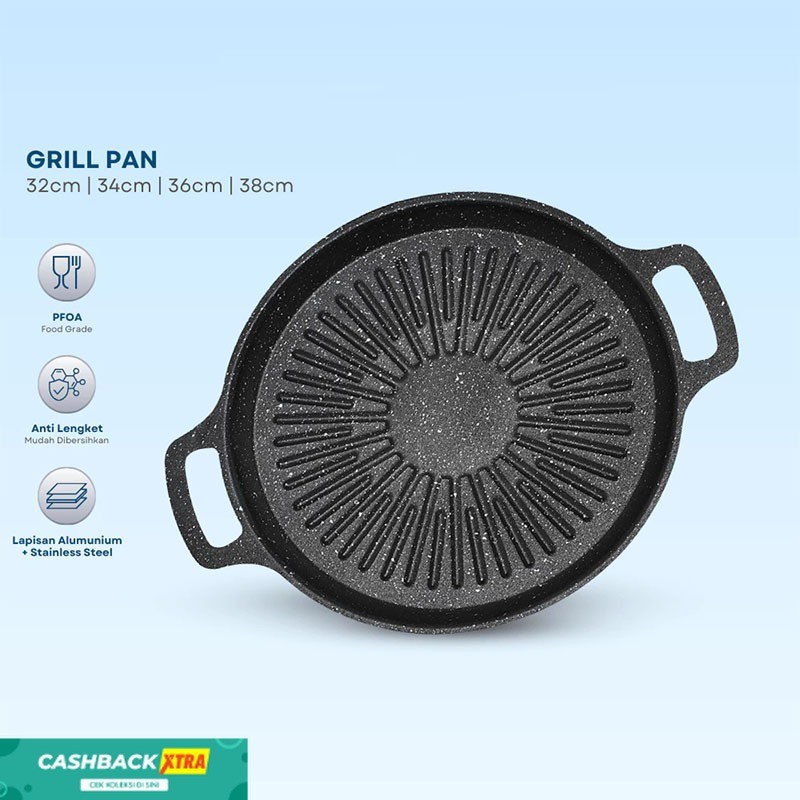 Panggangan BBQ Anti Lengket 32-34cm Sehat || Grill Pan Anti Lengket Ukuran Besar Sehat wajan anti le