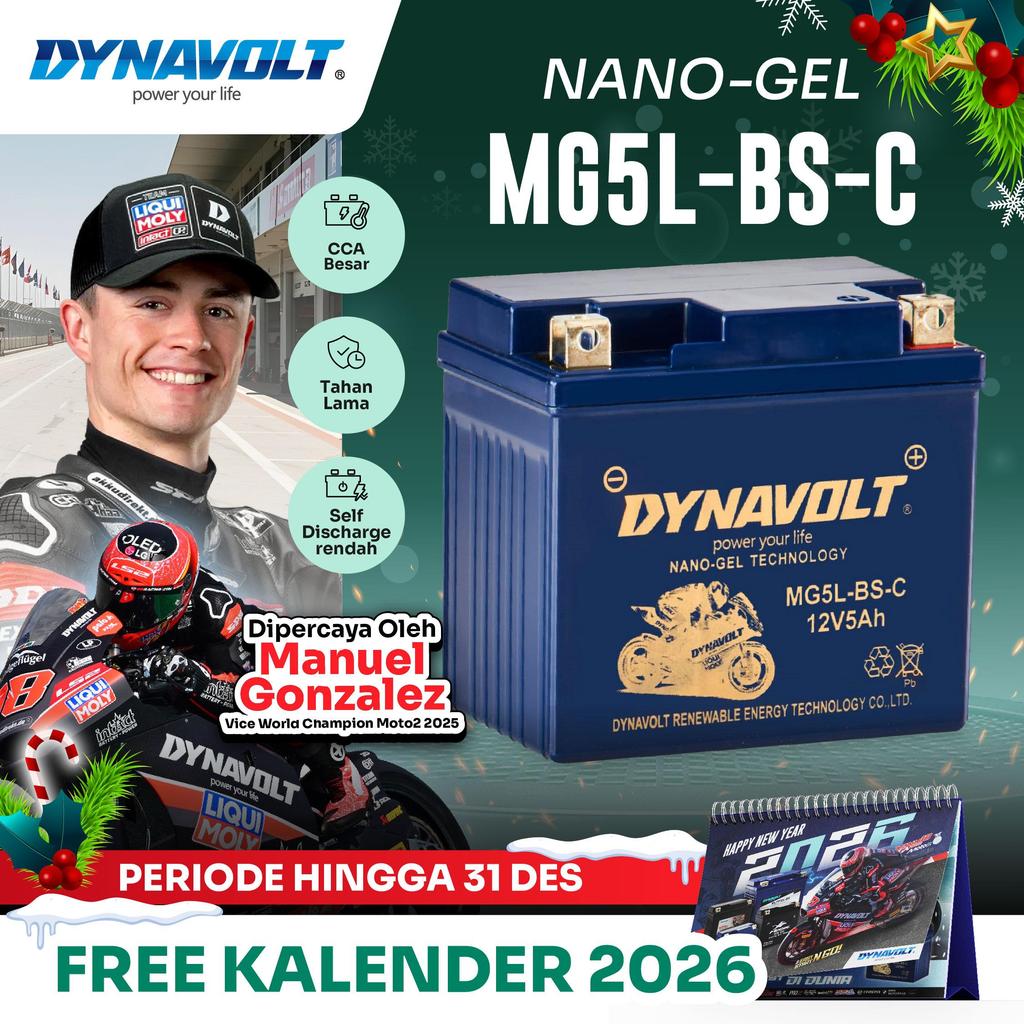 DYNAVOLT Aki Motor HONDA Sonic 150, dll | Nano-Gel MG5L-BS-C | 5 AH 190 CCA
