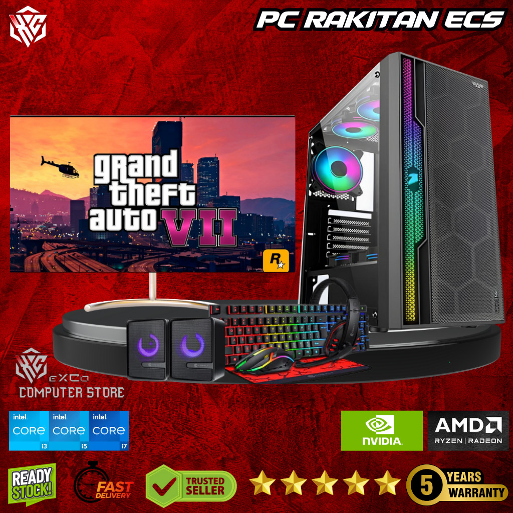 PC Rakitan ECS Budget - 1 Set Komputer Intel Core i5 Ram 16Gb