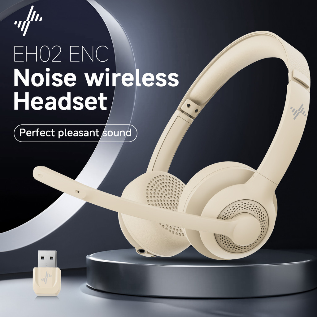 JIAMQISHI Wireless Headset with Mic for Work Bluetooth V5.2 Headphones with USB Dongle Clear Calls &