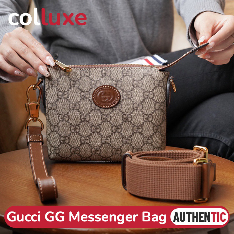 Tas Bahu Seri Double G GUCCI Coklat