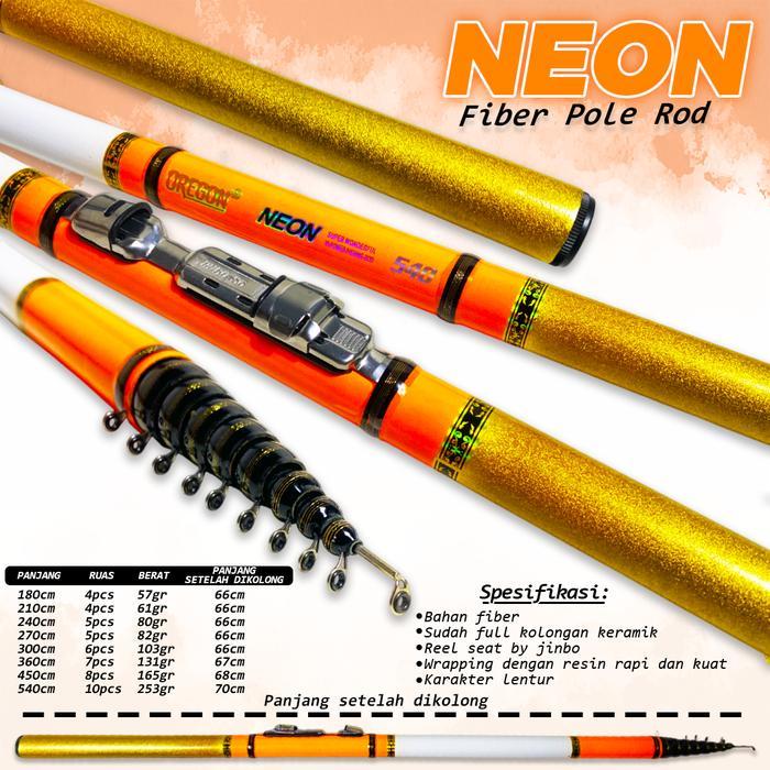 SET LENGKAP Pancing Tegek Kolong Oregon Neon Pole Murah Reel Joran - Tegek Saja, 540cm
