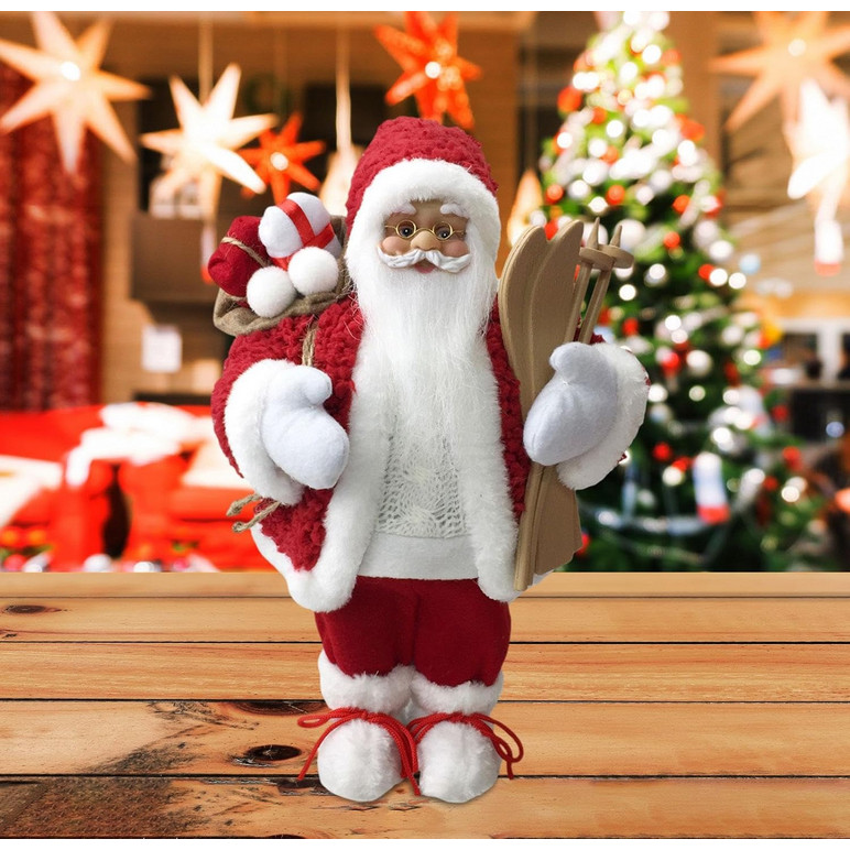 60 Cm Patung Boneka Santa Miniatur Dekorasi Natal Christmas Santa Standing  Ski WWM Hiasan Natal
