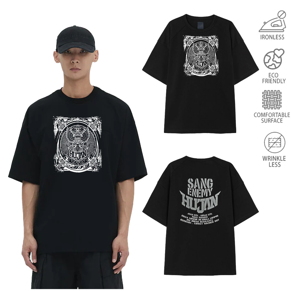 Juun.J Rock theme T-Shirt  Hujan Sang Enemy Rock Band Shirts Rockers Kumpulankaos pria distro pria k